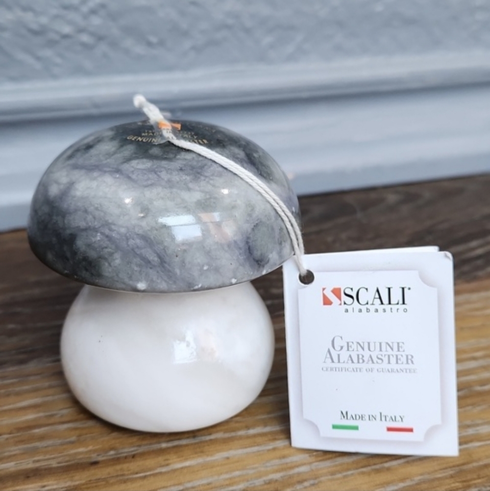 NWT Scali Alabastro Genuine Alabaster Mushroom White Green Blue Made In Italy